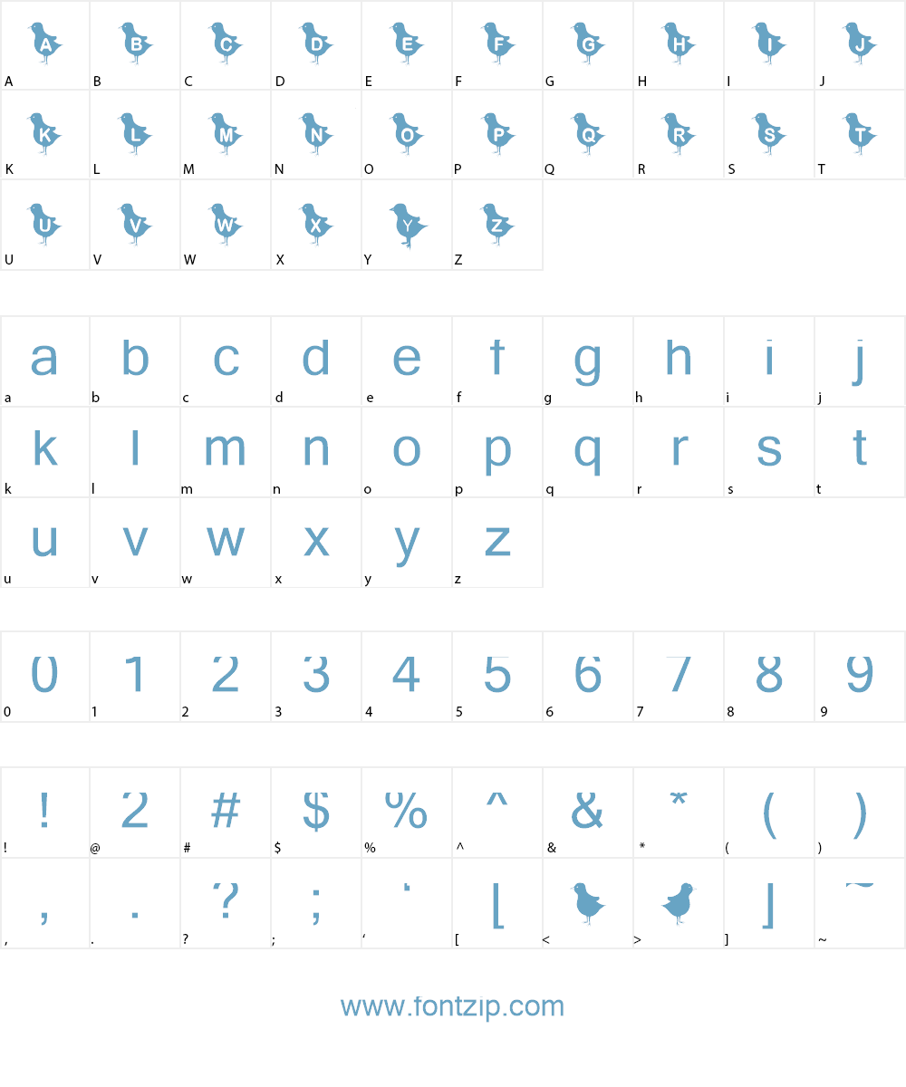 KR Blackbird Font Character
